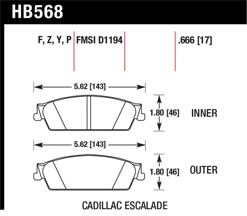 Cadillac Escalade Brake Pads - Rear - Hawk Performance - Super Duty - `07-`08